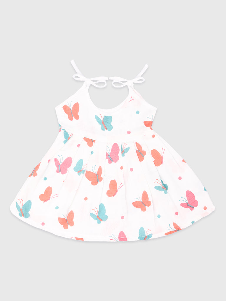 Extra Soft Muslin  Fabric Baby Girls Frock | Pack of 3 | Tiger, Space and Butterfly Print