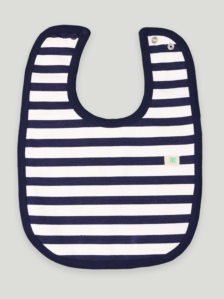 Kidbea 100% Organic cotton Kids' Bibs Pack of 2, Blue & Grey Strips