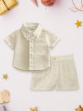 Light Linen Co-Ord Set Combo – Pack of 2 | Stylish & Comfortable Wear for Kids (Off-White & Green)