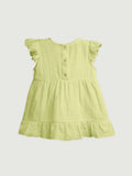 100% Charming Olive Green Linen Girls Frock | Olive Green