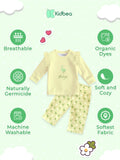 Kidbea 100% Bamboo Cotton Girls Full Sleeves Flamingo Printed Co-Ord Set - Soft Yellow