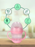 Kidbea Baby Fruit & Spoon Feeder with Pink Shipper soft pacifer/feeder and Apple Shape Silicone Baby Teether, Anti-Colic, Plastic-Free Pack of 4