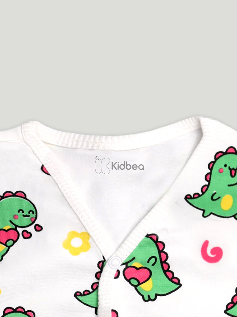 100% Organic Cotton Baby Romper/Bodysuits – Dinosaur, Star & Heart Designs, Set of 3