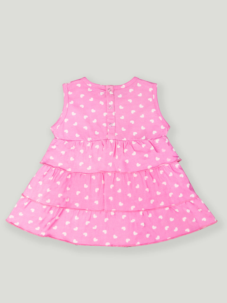 kidbea 100% Organic cotton girls frock | Flamingo and Pinkk Heart Print Frock Pack of 2