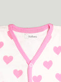 100% Organic cotton Heart Print Romper/Bodysuit - Pink