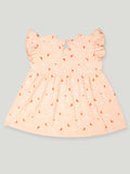 Kidbea 100% Bamboo Ultra-Soft Premium Fabric Baby Girl Frock with ruffled sleeves - Orange