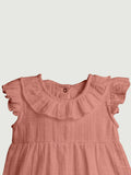 100% Charming Rust Linen Girls Frock | Rust