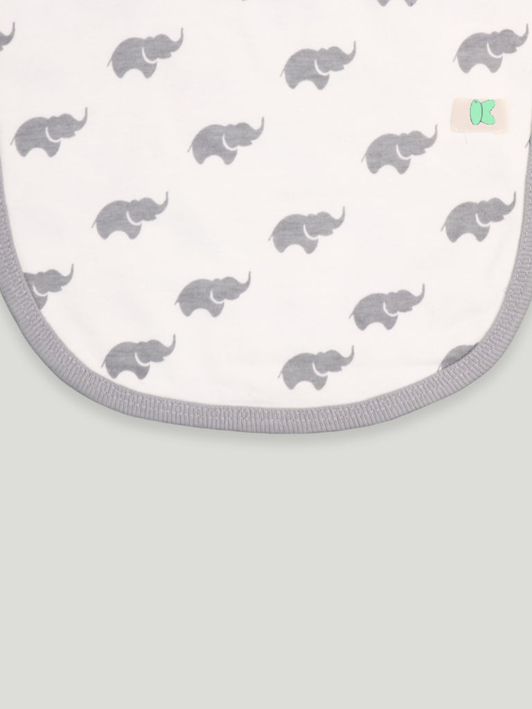 Kidbea 100% Organic cotton Kids' Bibs Pack of 4, Pink Heart, Elephant Blue and Grey Stripes Print