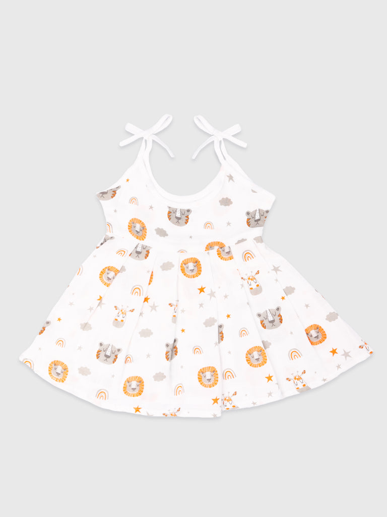 Extra Soft Muslin  Fabric Baby Girls Frock | Tiger and Cute Chick Print Pack of 2