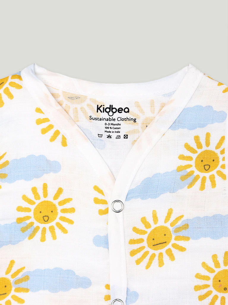 Kidbea Extra Soft Muslin Cotton Jhabla Cloth for Baby | Space, Sun, Star and Mickey Print | Print May Vary