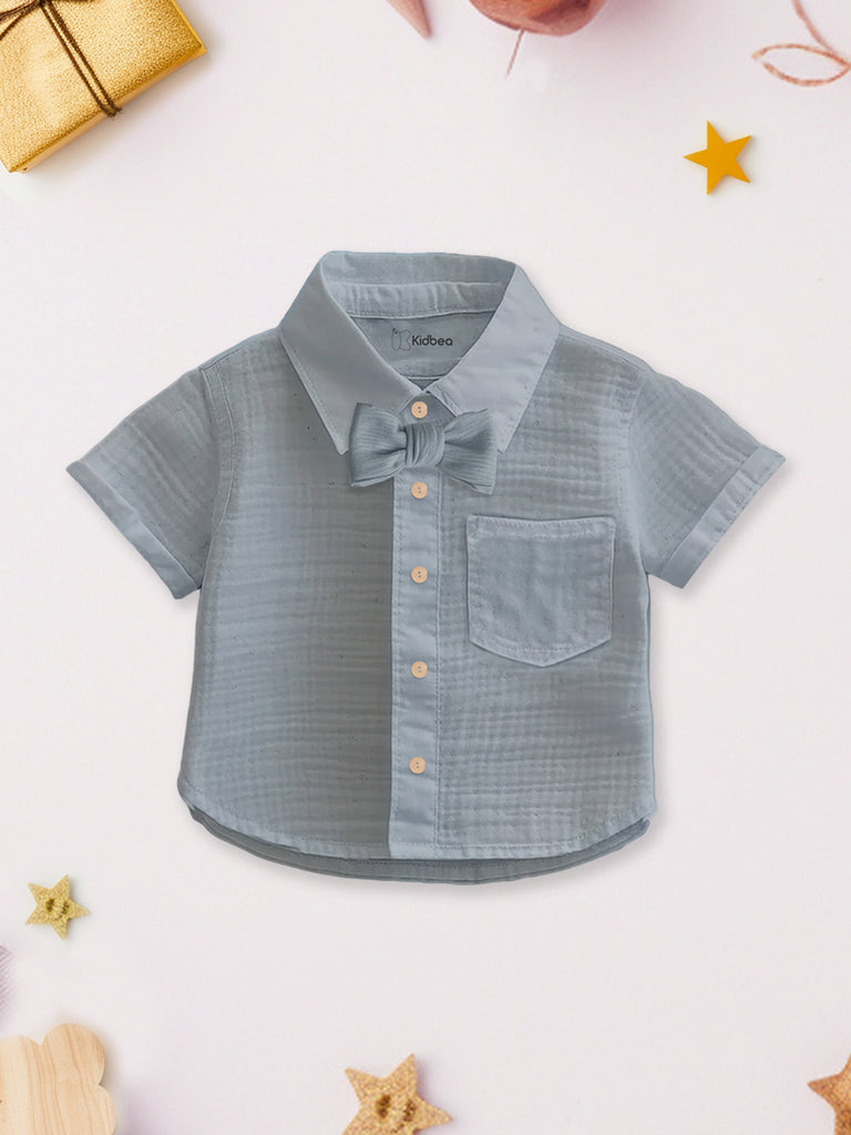 Kidbea 100% Linen Shirt & Pant Grey Co-ord Set