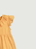 100% Charming Mustard Yellow Linen Girls Frock | Mustard Yellow