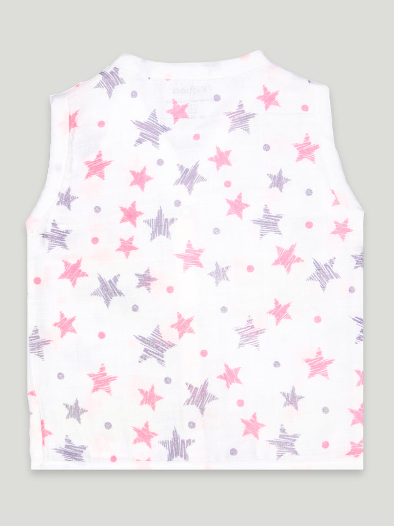 Extra Soft Muslin Cotton Jhabla Cloth for Baby | Cute Chick Sun and Star Print | Print May Vary