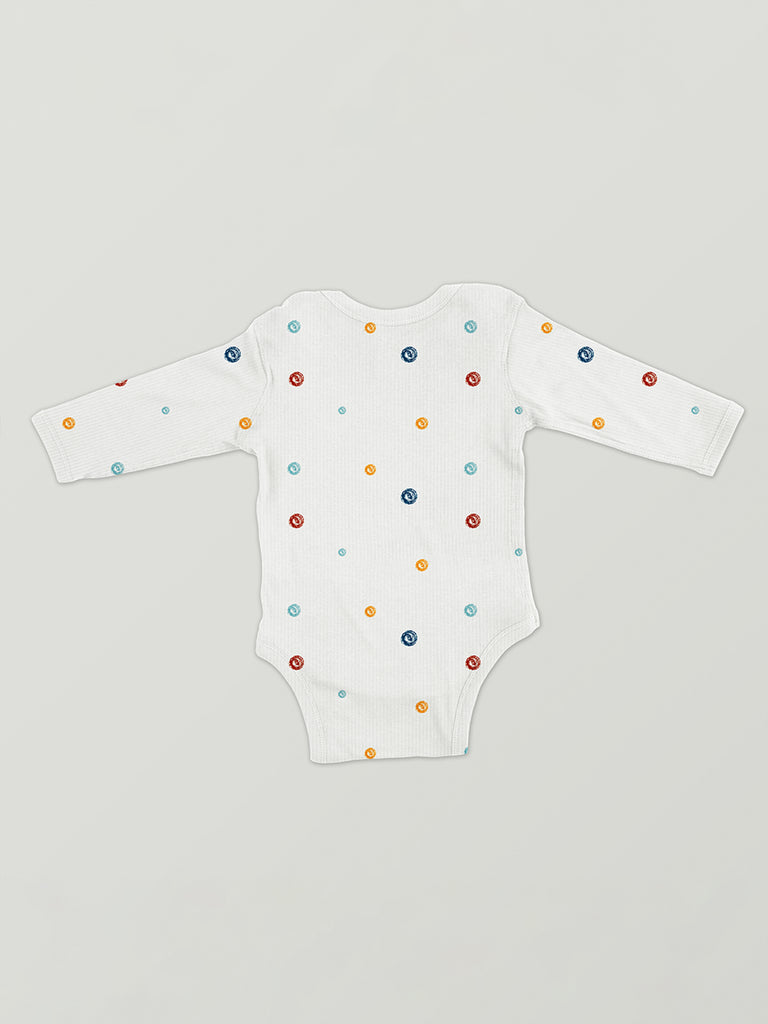 Kidbea Premium Unisex 100% Bamboo Ultra-Soft fabric Pack of 3 Onesies with Beautiful Prints  - Grey, Orange & Off White