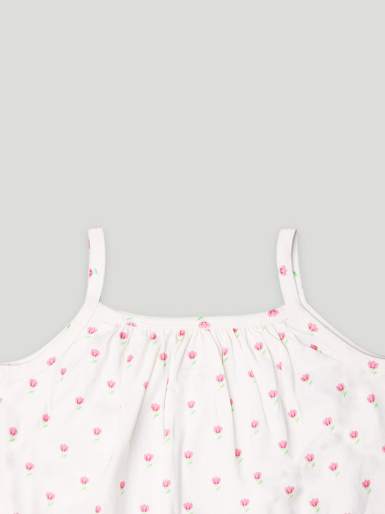 kidbea 100% Organic cotton girls frock | Pink Dots Frock and White Top Pack of 2