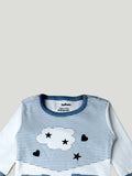 Kidbea Pack of 3 Cotton Full Sleeves Fox, Bear and Star Printed Romper - Grey & Blue