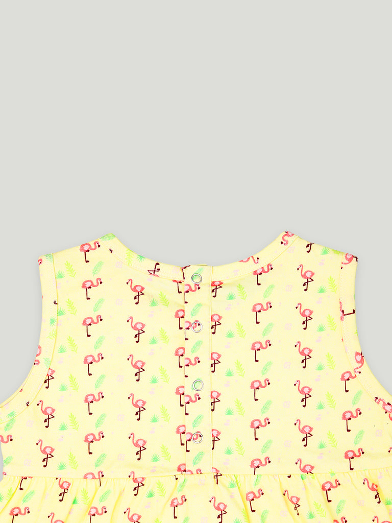 kidbea 100% Organic cotton girls frock | Flamingo Frock and Pant Pack of 2