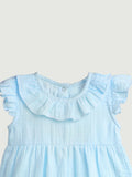 100% Charming Pink & Sky Blue Linen Girls Frock Combo | Stylish Pink & Blue Dresses for Girls