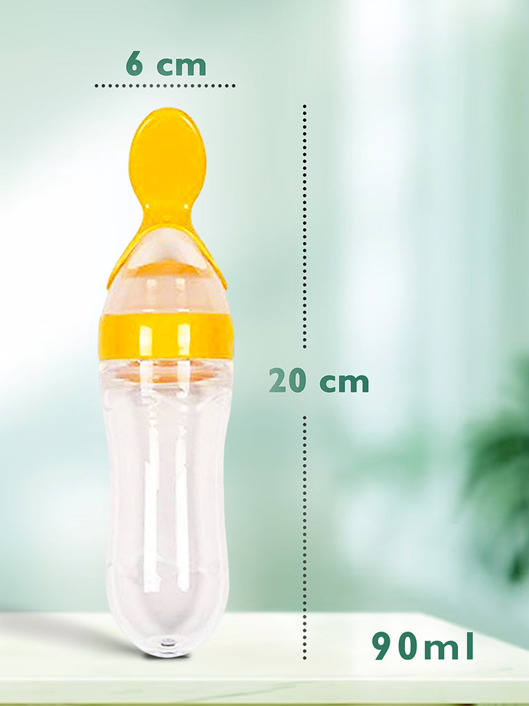 Kidbea Stainless Steel Infant Baby Feeding Bottle & Silicon Yellow Food soft pacifer/feeder, Anti-Colic, Plastic-Free,304 Grade Medium-Flow Combo of 2