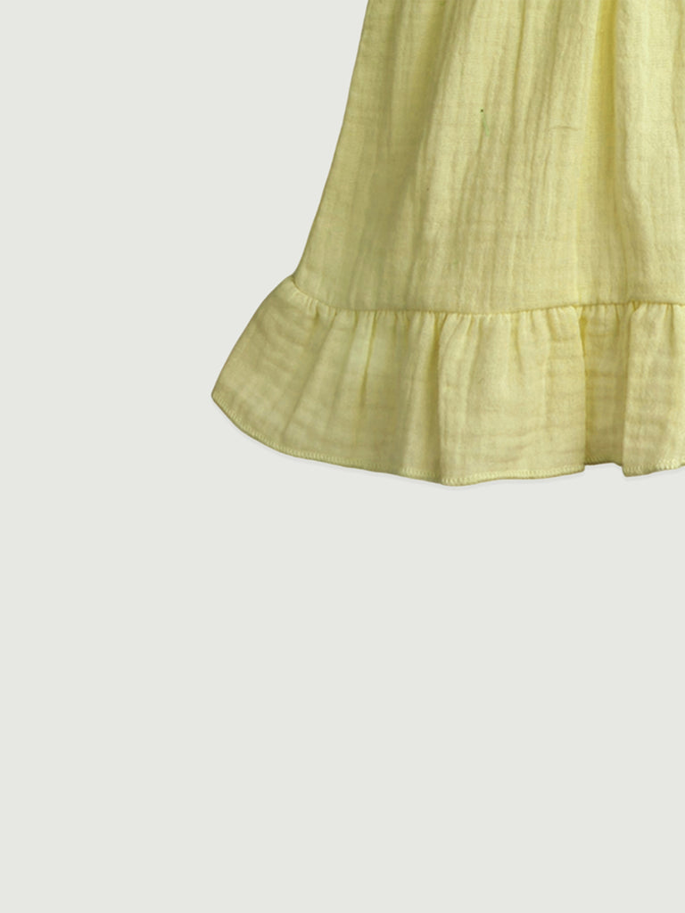 100% Charming Olive Green Linen Girls Frock | Olive Green