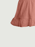 100% Charming Rust Linen Girls Frock | Rust