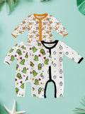 100% Organic Cotton Baby Romper/Bodysuits – Dino, Tiger & Penguin Designs, Set of 3