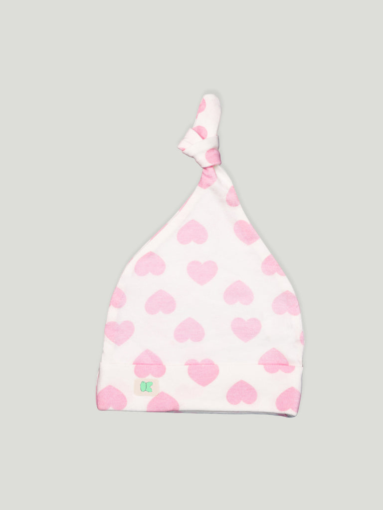 Kidbea 100% Organic cotton baby Onesies, Cap & Bibs | Hearts - Pink