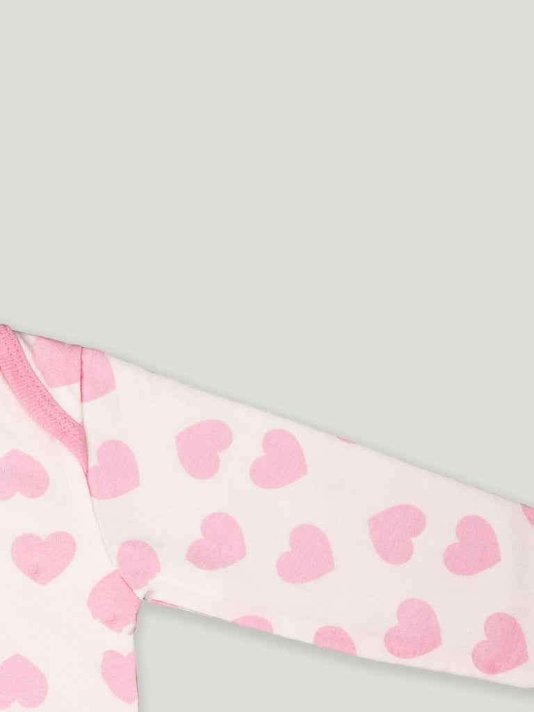 Kidbea 100% Organic cotton baby Onesies, Cap & Bibs | Hearts - Pink