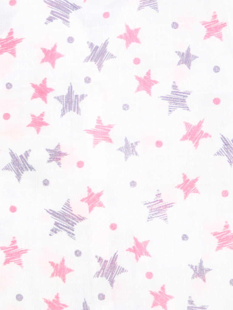 Extra Soft Muslin Cotton Jhabla Cloth for Baby | Cute Chick Sun and Star Print | Print May Vary