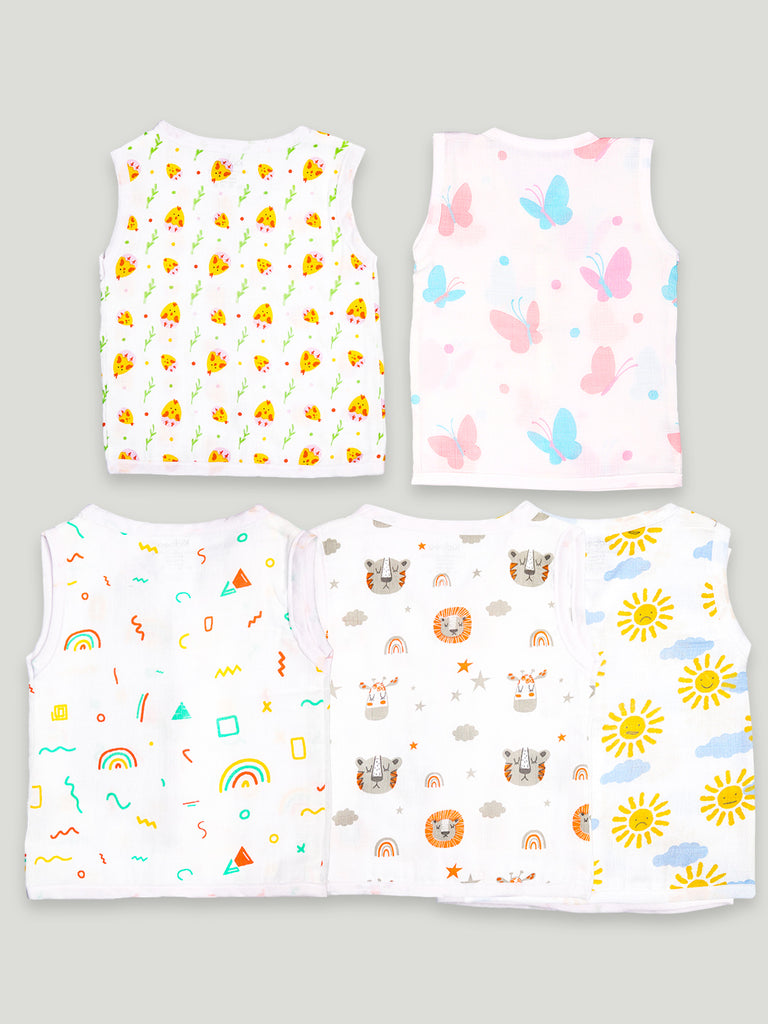 Extra Soft Muslin Cotton Jhabla Cloth for Baby | Cute Chick, Butterfly, Rainbows, Tiger and Sun Print | Print May Vary