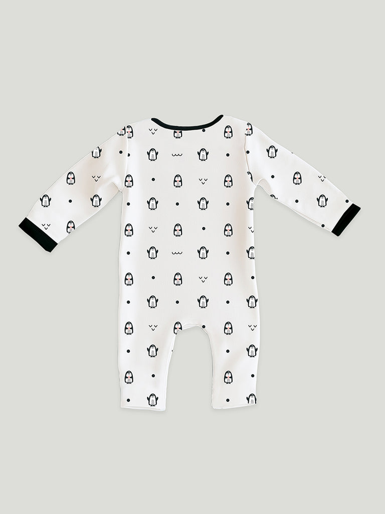 100% Organic cotton Penguin Print Romper/Bodysuit - Black