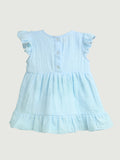 100% Sky Blue Linen Girls Frock | Blue