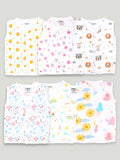 Extra Soft Mulmul Cotton Jhabla Cloth for Baby | Cute Chick, Star, Tiger, Mickey, Butterfly, Sun and Rainbow Print | Pack of 7 | Print May Vary