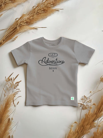 Kidbea Premium 100% Bamboo Ultra-Soft fabric Half Sleeve Baby Boys T-Shirt with Adventure Print-Grey