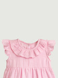 100% Charming Pink Linen Girls Frock | Pink