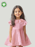 100% Charming Pink Linen Girls Frock | Pink