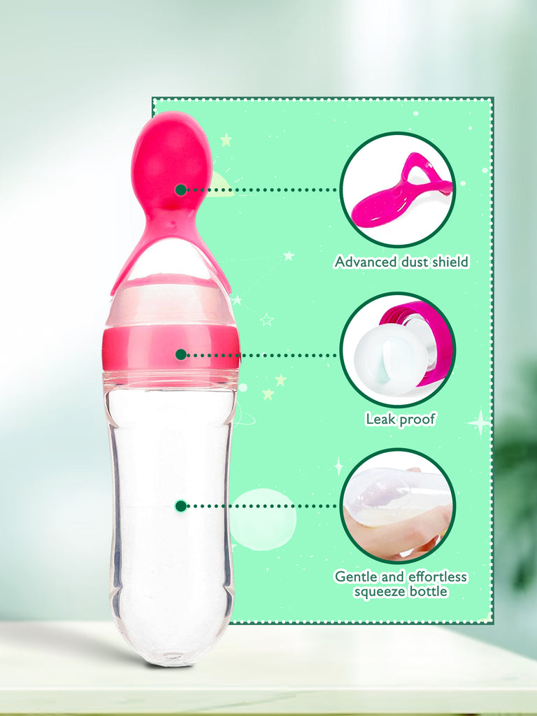 Kidbea Stainless Steel Infant Baby Feeding Bottle, Silicone Food and Fruit feeder BPA Free, Anti-Colic, Plastic-Free, 304 Grade Medium-Flow Combo of 3