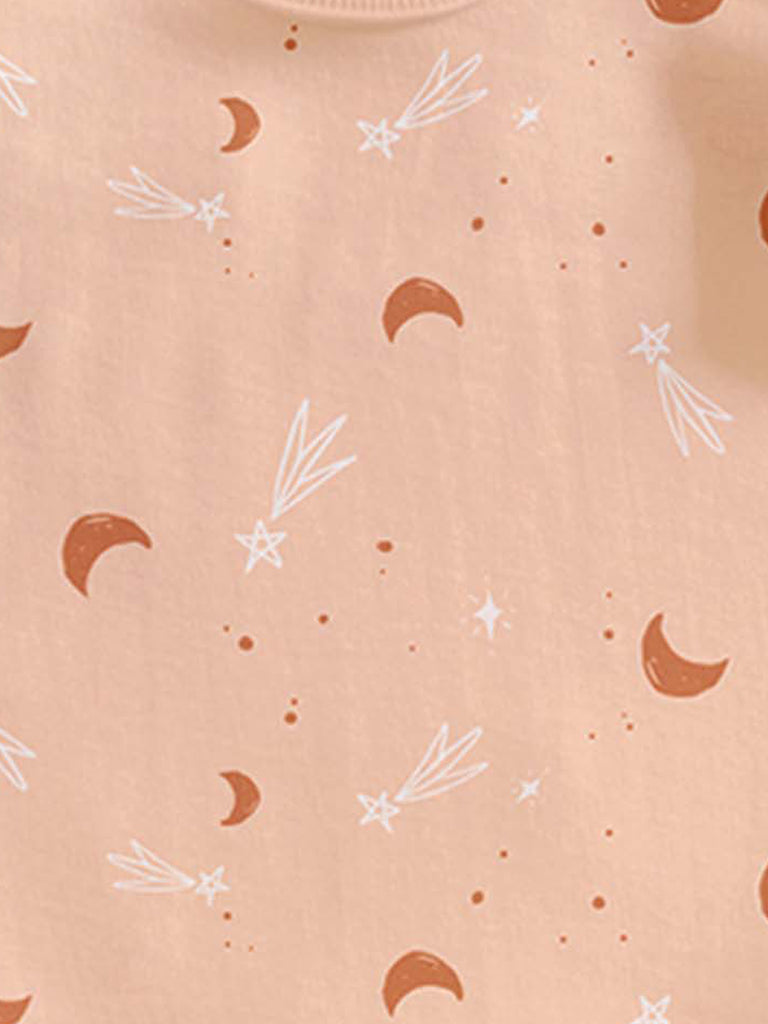 Kidbea Unisex Premium 100% Bamboo Ultra-Soft fabric Onesies with Half Moon Print - Bleached Apricot